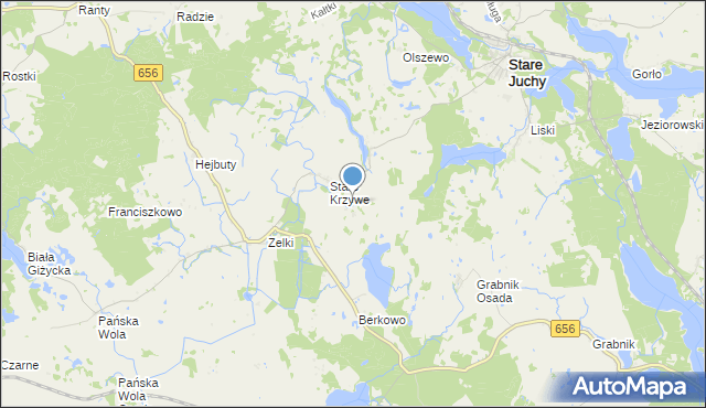 mapa Płowce, Płowce gmina Stare Juchy na mapie Targeo